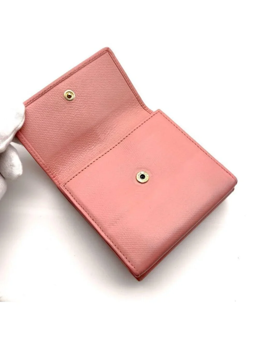 Chanel Wallet Coco Button Hook Trifold Pink